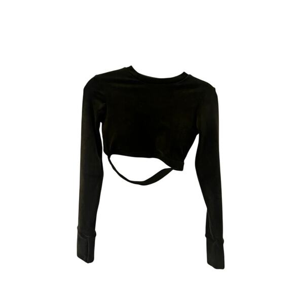 EUC Niyama Sol soft velour long sleeve crop top backless sexy built in bra szS/M - Picture 1 of 8